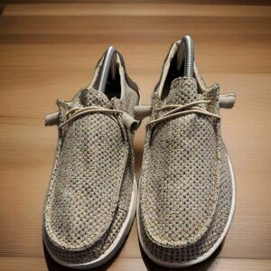 Hey Dude WENDY Moccasin LOAFERS in WOVEN CREAM HOUNDSTOOTH Women’s Size 11
